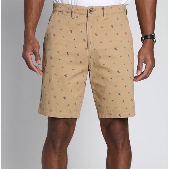 Jachs Other - Jachs Bleecker Stretch Twill Preppy Golf Chino Shorts, Khaki & Blue Palm Tree